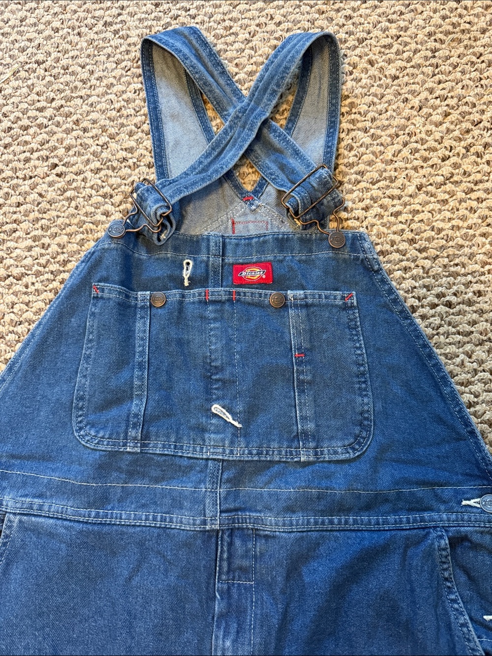 Dickies Men's Dark Blue Denim Relaxed Carpenter Overalls